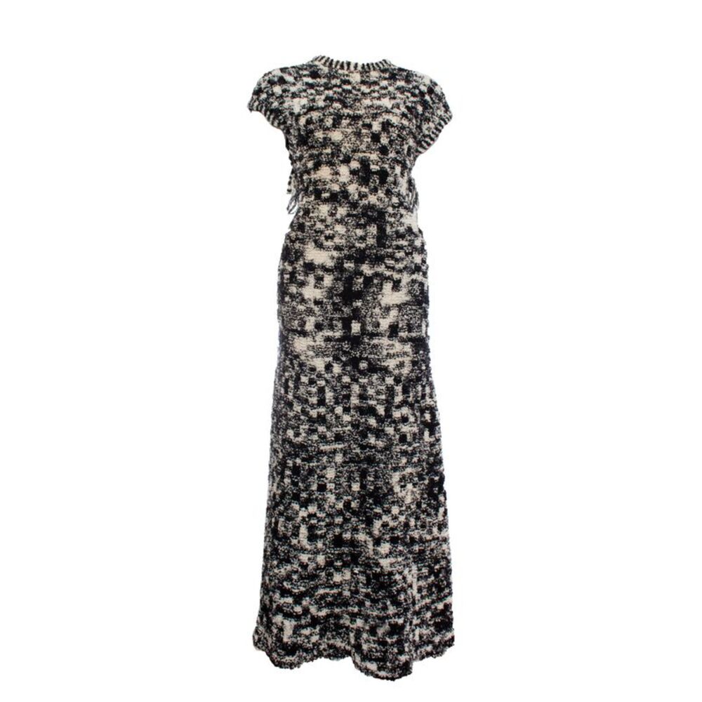 Chanel Black and white boucle knit maxi gown